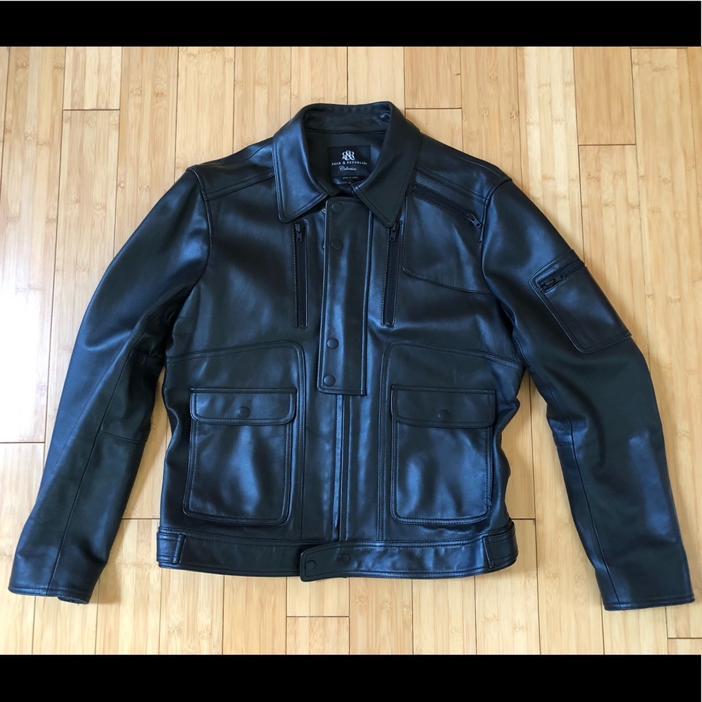 Rock & Republic men’s leather motorcycle jacket